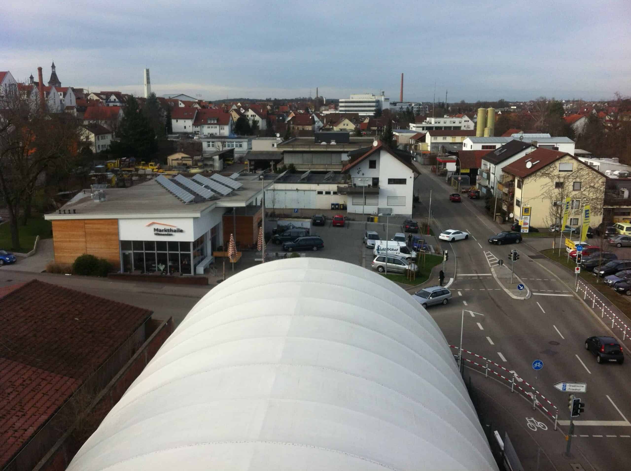 Küchenhalle Winnenden alter Standort Tennishalle von oben